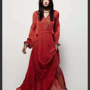 Free People Women's Brown Jessie Maxi Dress NWOT